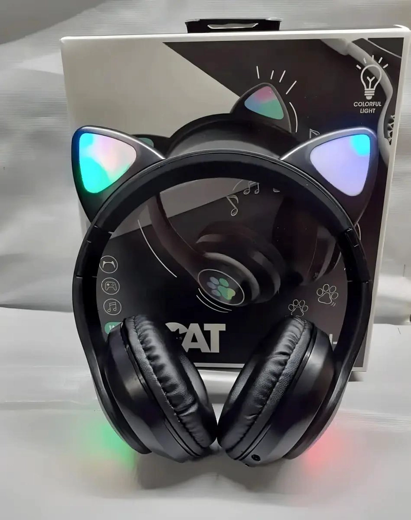 AURICULARES GAMER INALAMBRICOS NEGRO CON LUZ LED - 2
