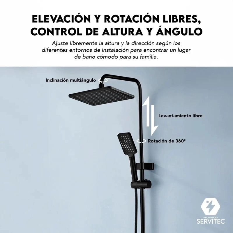 COLUMNA DE DUCHA TERMOSTATICA NEGRA CON 4 BOTONES Y GIRO - 4