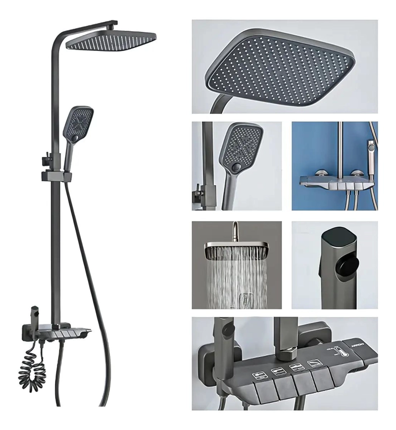 DUCHA COLUMNA MODERNA 4 FUNCIONES NEGRO MATE - 1