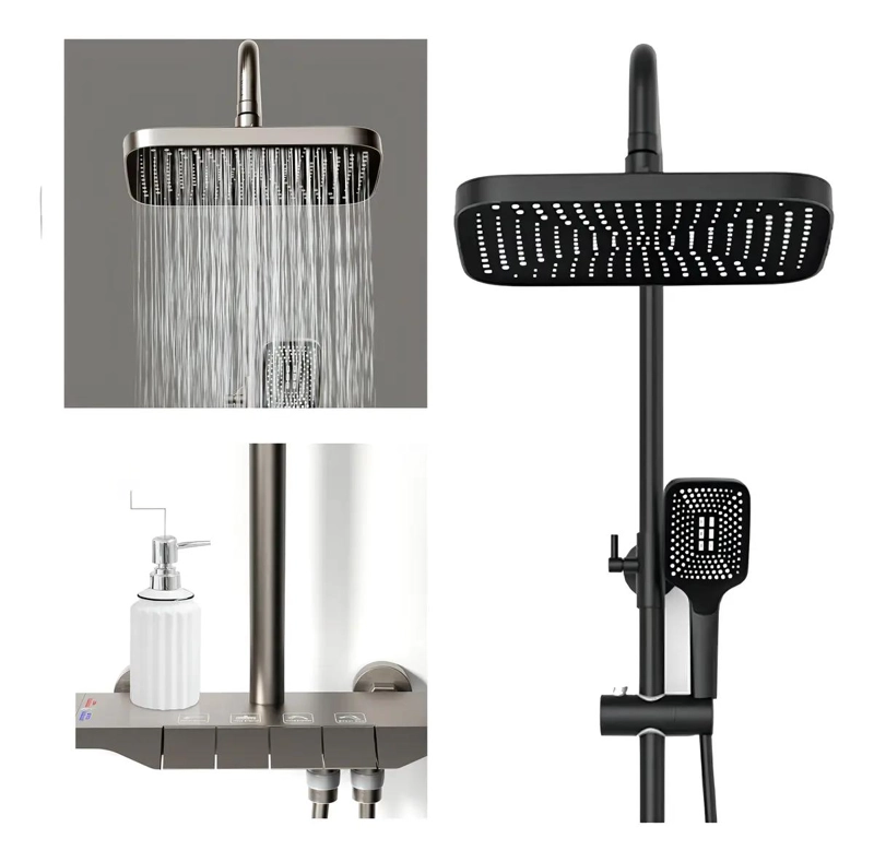 DUCHA COLUMNA MODERNA 4 FUNCIONES NEGRO MATE - 2
