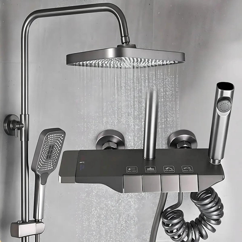 DUCHA COLUMNA MODERNA 4 FUNCIONES NEGRO MATE - 3