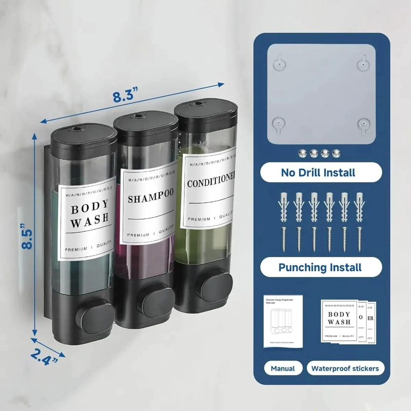 DISPENSADOR DE JABON LIQUIDO Y GEL 3X400ML - 4