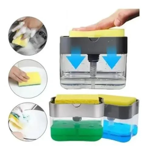 DISPENSADOR DE JABON LIQUIDO CON ESPONJA 385 ML - 1