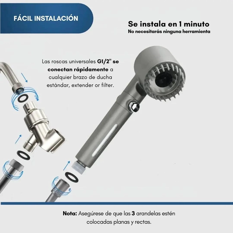DUCHA DE BAÑO CON 3 MODOS DE MASAJE Y FILTRO PURIFICADOR - 4