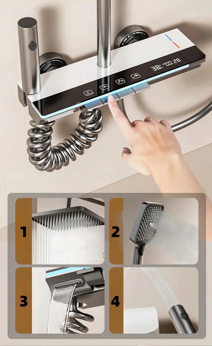 DUCHA COLUMNA MODERNA CON 4 FUNCIONES Y LLAVE DE BOTONES - 4