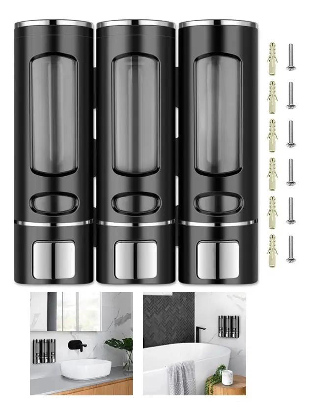 DISPENSADOR TRIPLE PARA JABON LIQUIDO, SHAMPOO Y ACONDICI - 1