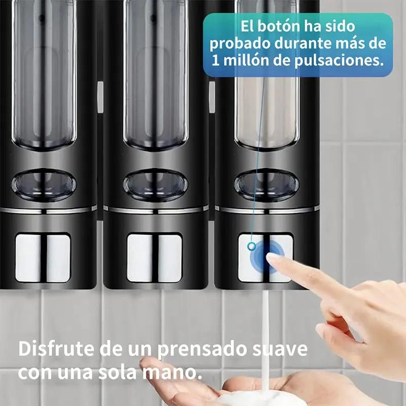 DISPENSADOR TRIPLE PARA JABON LIQUIDO, SHAMPOO Y ACONDICI - 4
