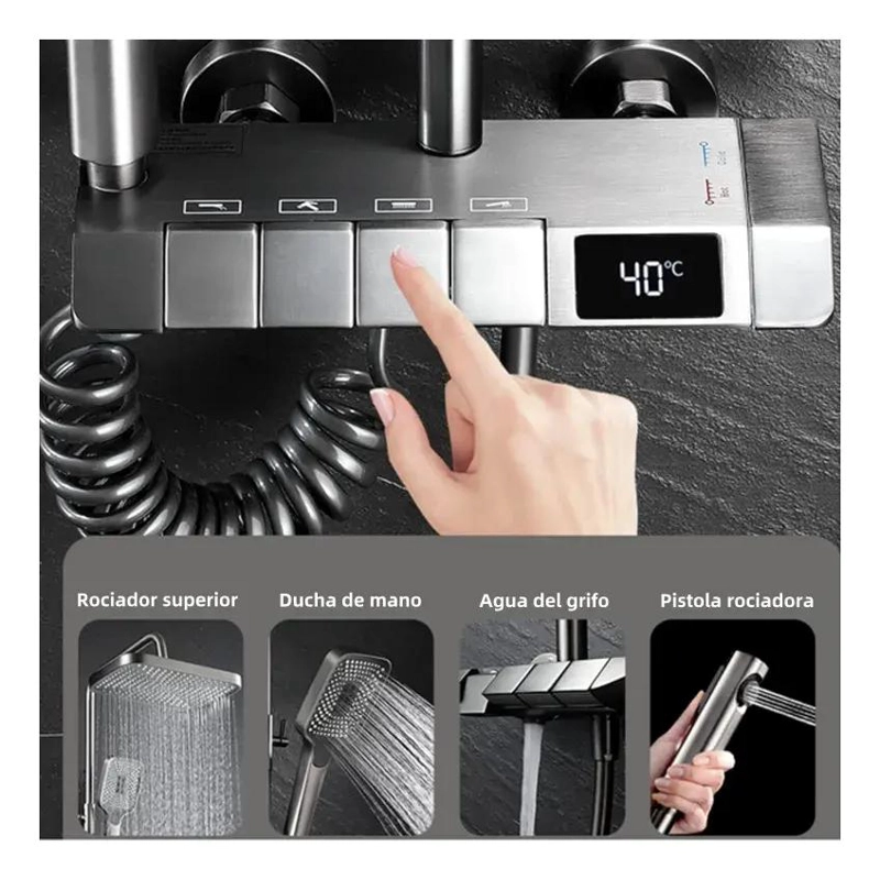 COLUMNA DE DUCHA MODERNA CON 4 FUNCIONES Y CONTROL TACTIL - 2