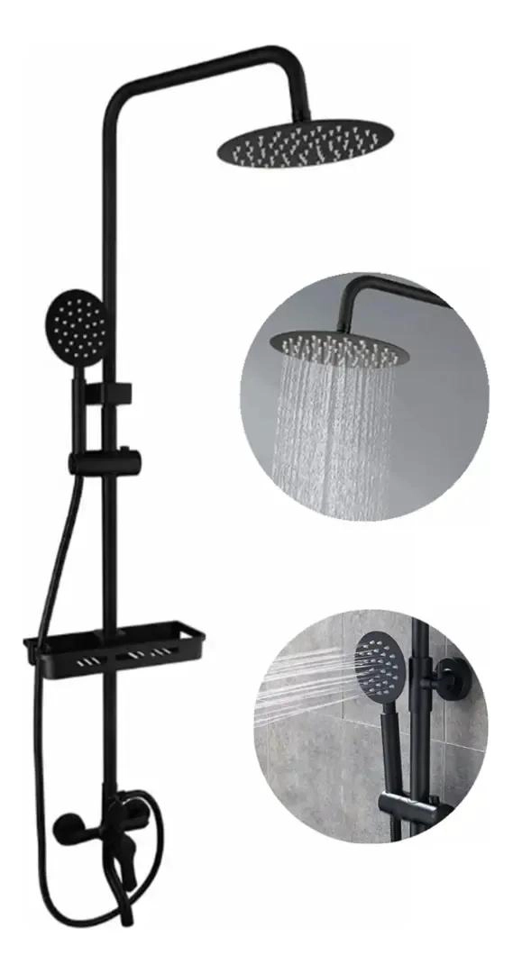 COLUMNA DE DUCHA CIRCULAR NEGRA MATE CON 3 FUNCIONES - 1
