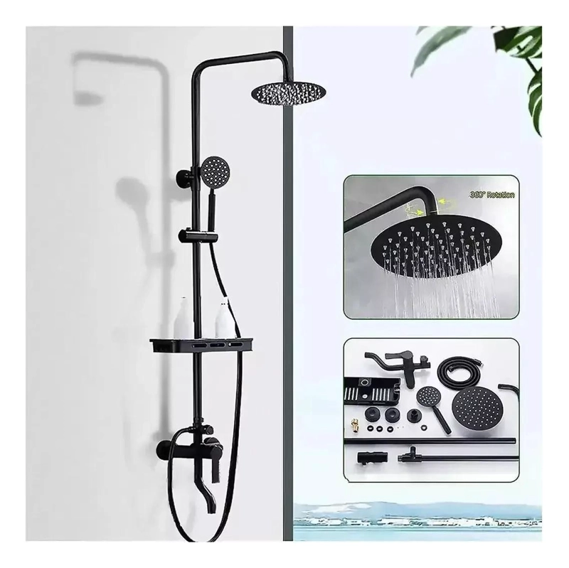 COLUMNA DE DUCHA CIRCULAR NEGRA MATE CON 3 FUNCIONES - 3
