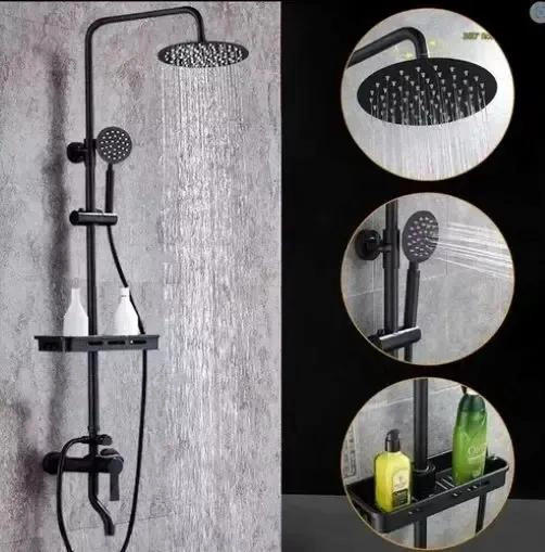 COLUMNA DE DUCHA CIRCULAR NEGRA MATE CON 3 FUNCIONES - 5