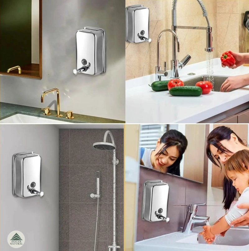 DISPENSADOR DE JABON LIQUIDO Y GEL ANTIBACTERIAL ACERO - 3