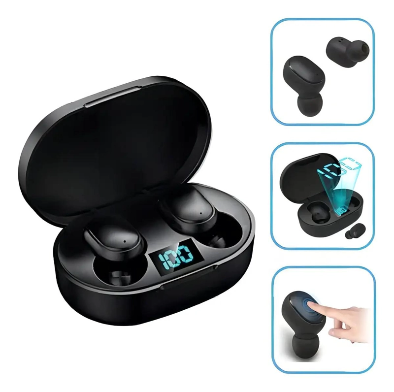 AURICULARES BLUETOOTH INALAMBRICOS NEGROS CON MICROFONO - 5