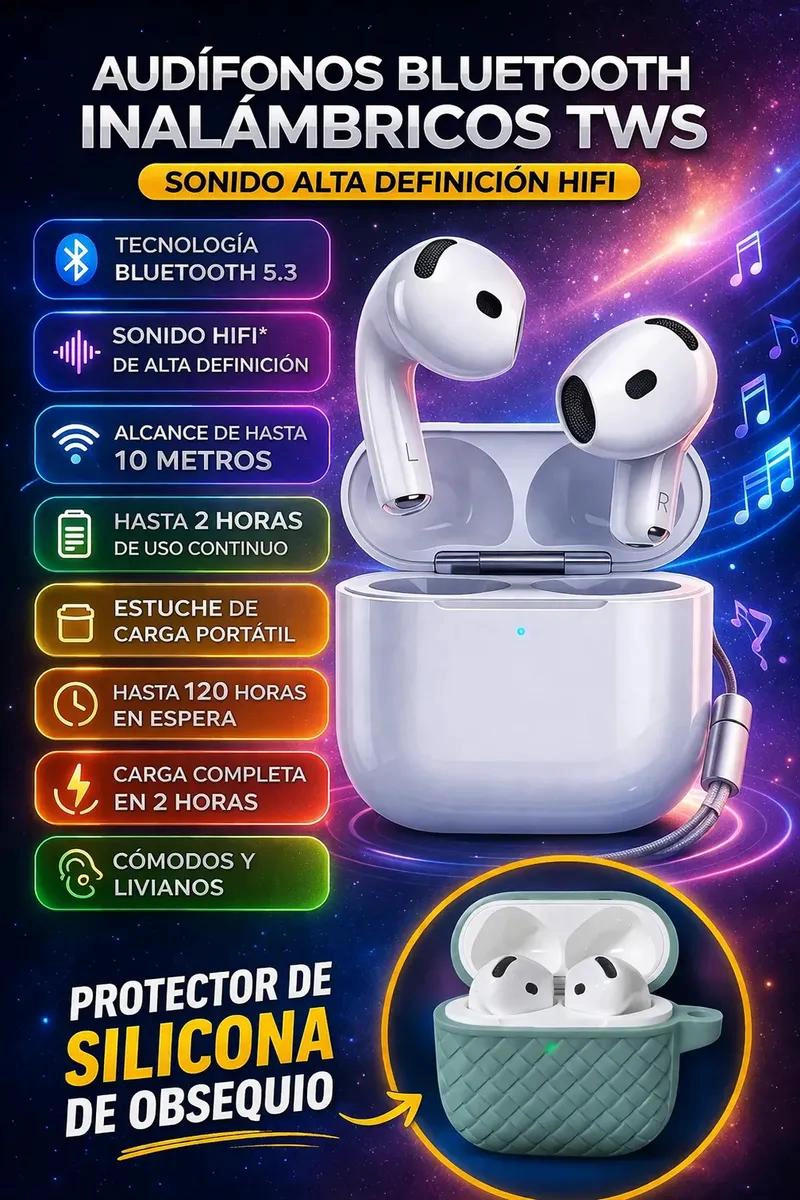 AUDIFONOS INALAMBRICOS TWS CON SONIDO HIFI Y ESTUCHE DE C - 2