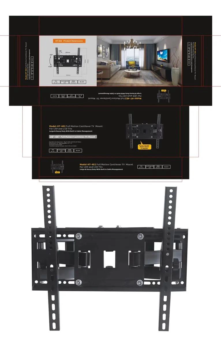 SOPORTE DE PARED TELESCOPICO GIRATORIO PARA TV 32-85' - 3