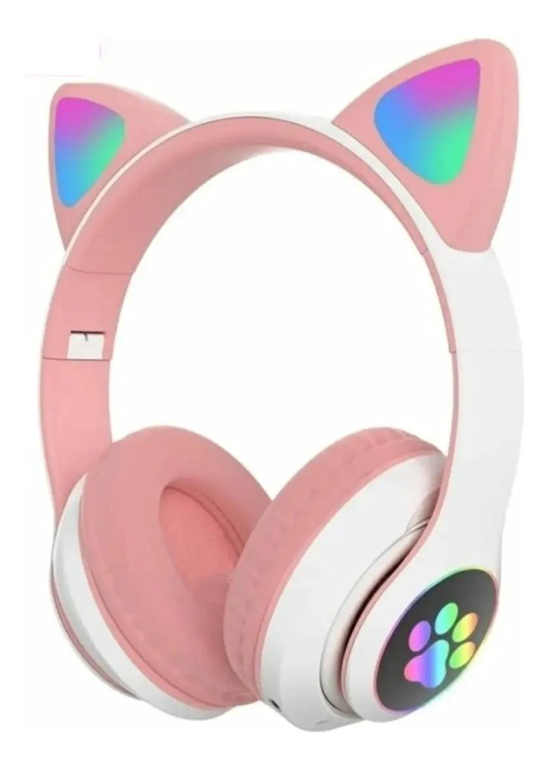AURICULARES GAMER INALAMBRICOS CON LUZ LED ROSA - 1