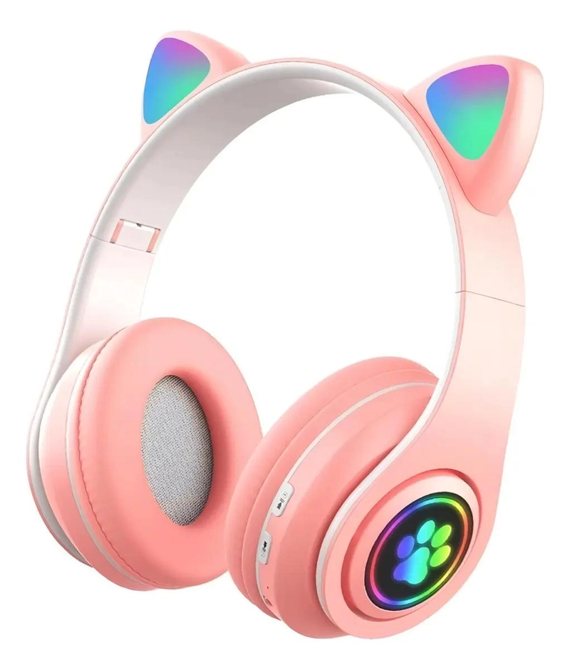 AURICULARES GAMER INALAMBRICOS CON LUZ LED ROSA - 4
