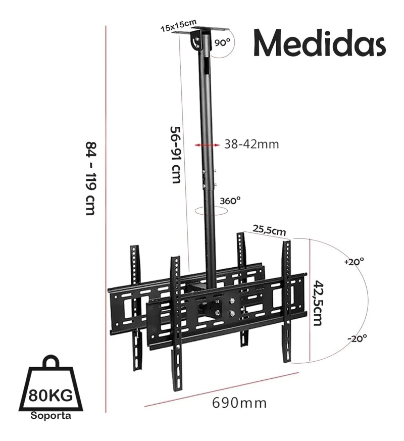 SOPORTE DE TECHO DOBLE PARA TV 42 A 80 PULGADAS - 2
