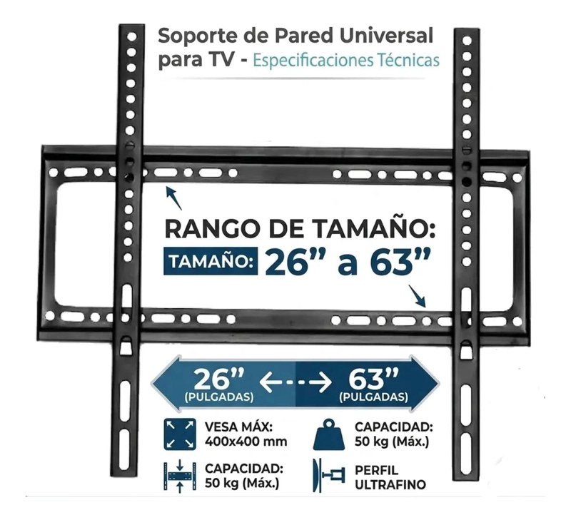 SOPORTE DE PARED PARA TV 26 A 63 PULGADAS METAL - 2