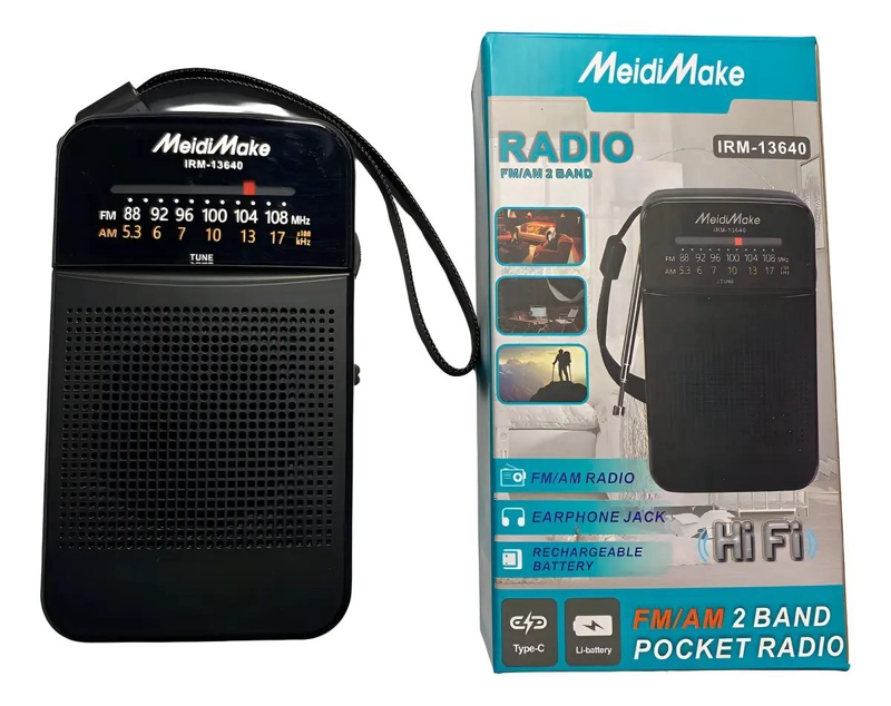 MINI RADIO PORTATIL AM FM RECARGABLE CON SALIDA PARA AUDI - 1