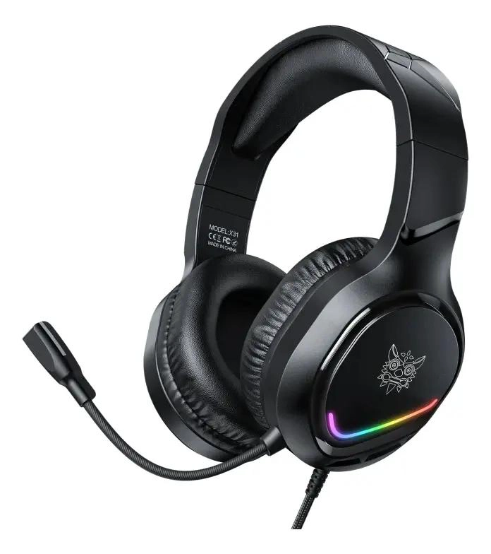 AUDIFONOS GAMER CON CABLE Y LUZ RGB X31 NEGRO - 1