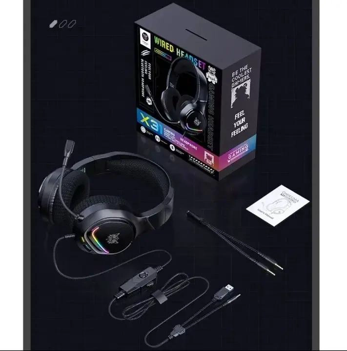 AUDIFONOS GAMER CON CABLE Y LUZ RGB X31 NEGRO - 5