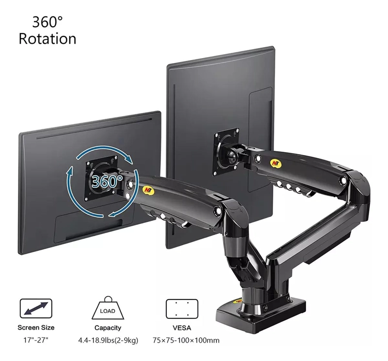 SOPORTE ERGONOMICO DE 2 BRAZOS PARA MONITORES 17-27' - 3