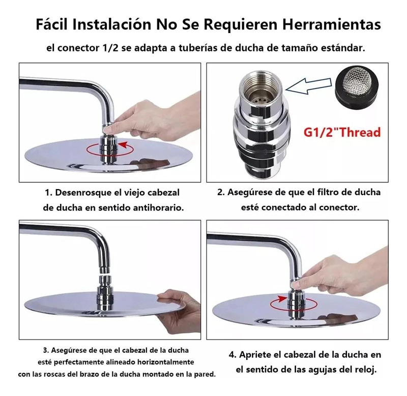 CABEZAL DE DUCHA REDONDO ACERO INOXIDABLE 20 CM - 3