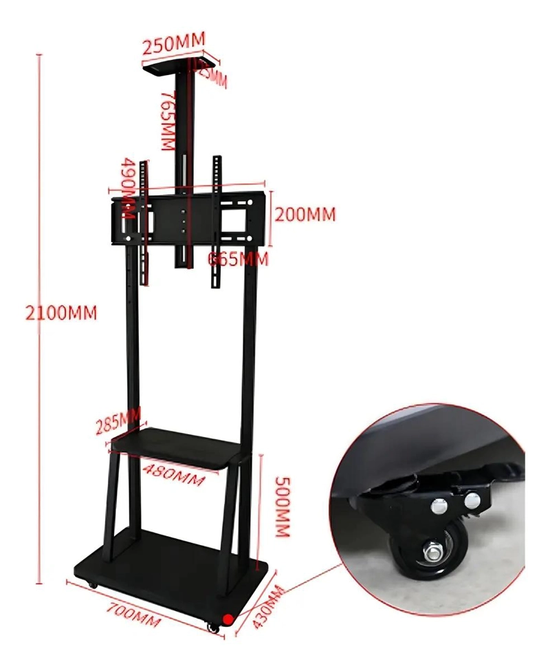 SOPORTE TV BASE PEDESTAL CON RUEDAS PARA 32 A 70 PULGADAS - 5