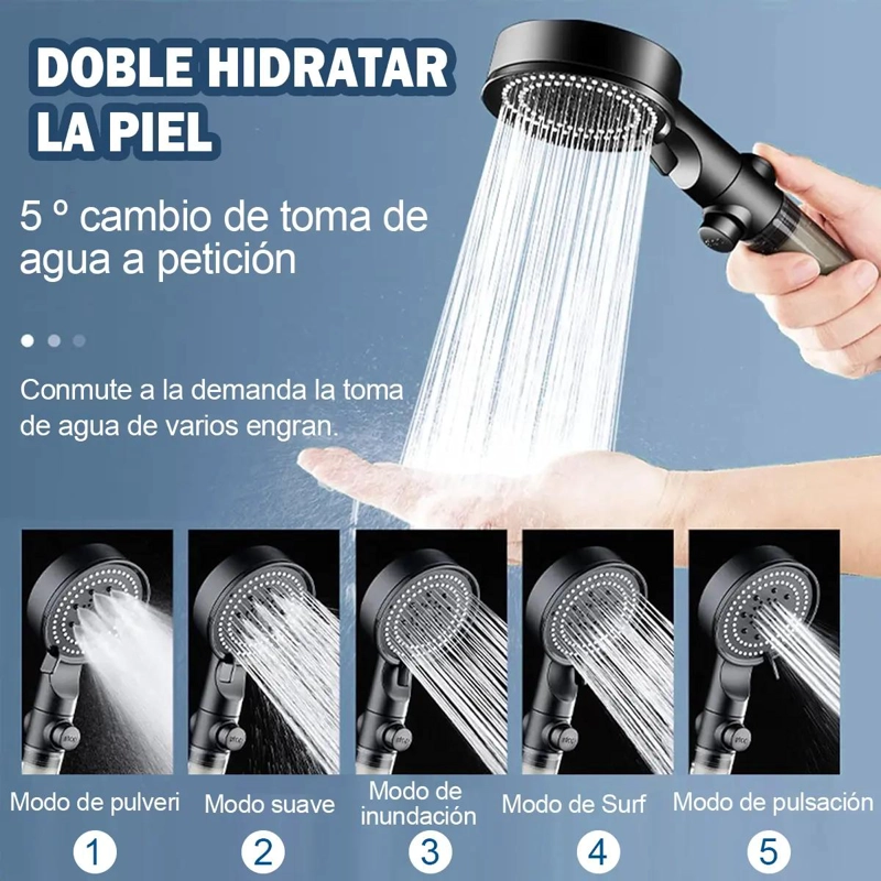 KIT DE DUCHA NEGRO CON TELE FONO, MANGUERA Y 5 FILTROS - 3
