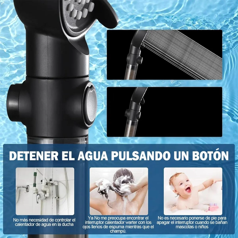 KIT DE DUCHA NEGRO CON TELE FONO, MANGUERA Y 5 FILTROS - 4