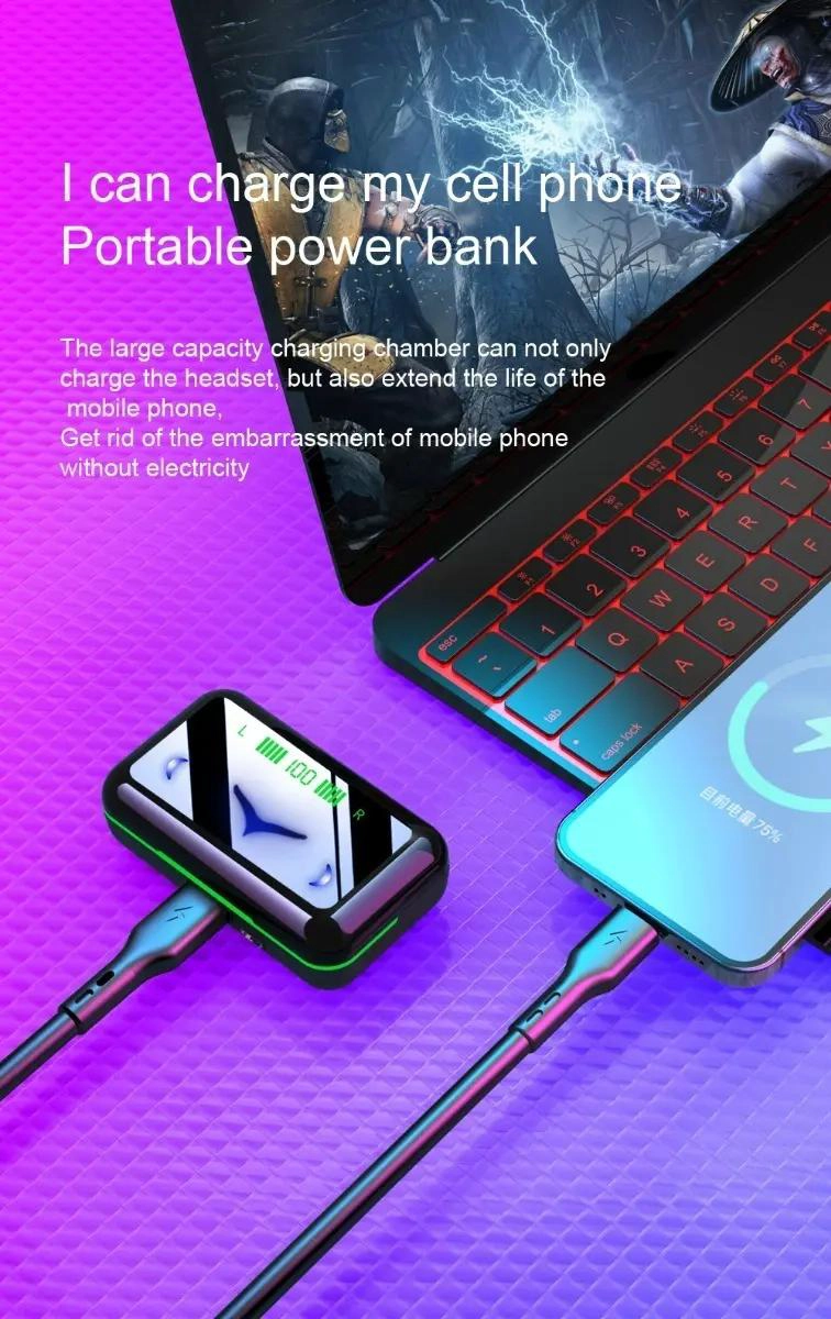AUDIFONOS IN-EAR INALAMBRICOS BLUETOOTH 5.1 PARA GAMER - 2