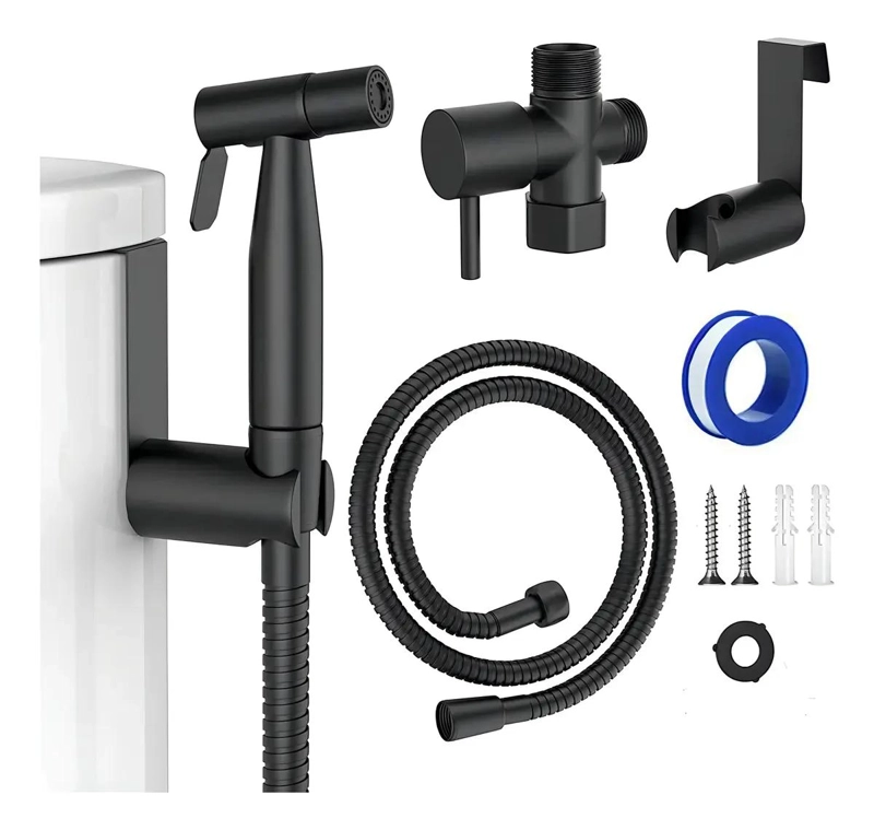 DUCHA BIDET PARA INODORO ACERO INOXIDABLE NEGRO - 1