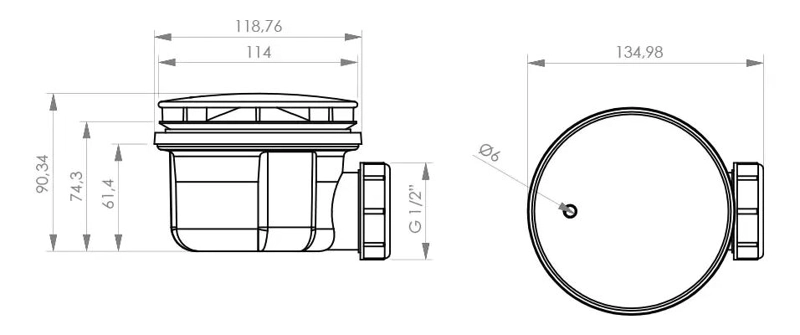 DESAGÜE CIRCULAR ACRILICO CON SIFON PARA RECEPTACULO - 2