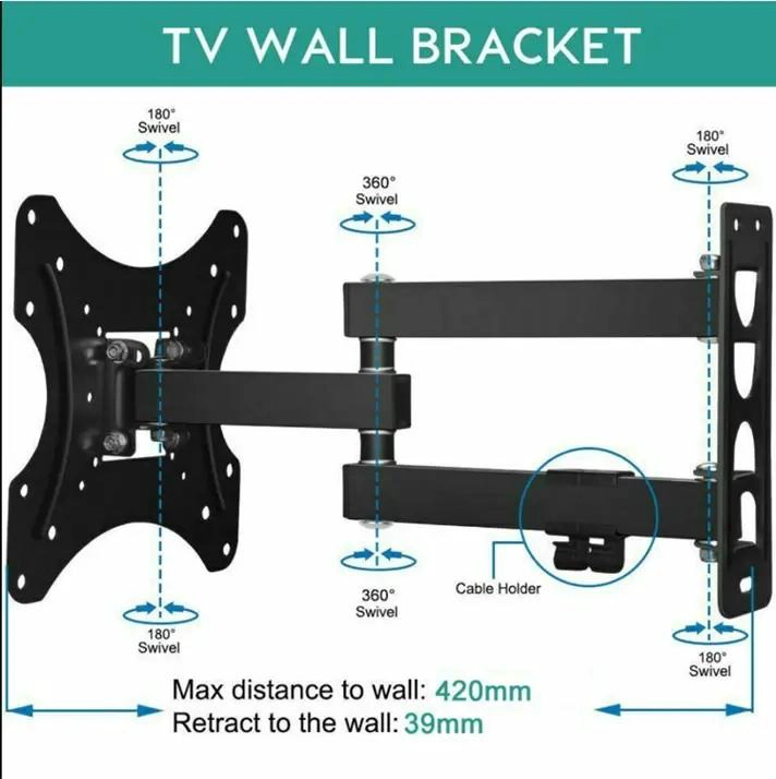 SOPORTE DE PARED PARA TV O MONITOR 32 A 55 PULGADAS NEGRO - 4