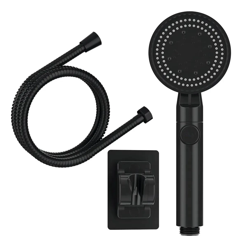 KIT DE MANGUERA PARA DUCHA CON SOPORTE Y TELE FONO NEGRO - 2
