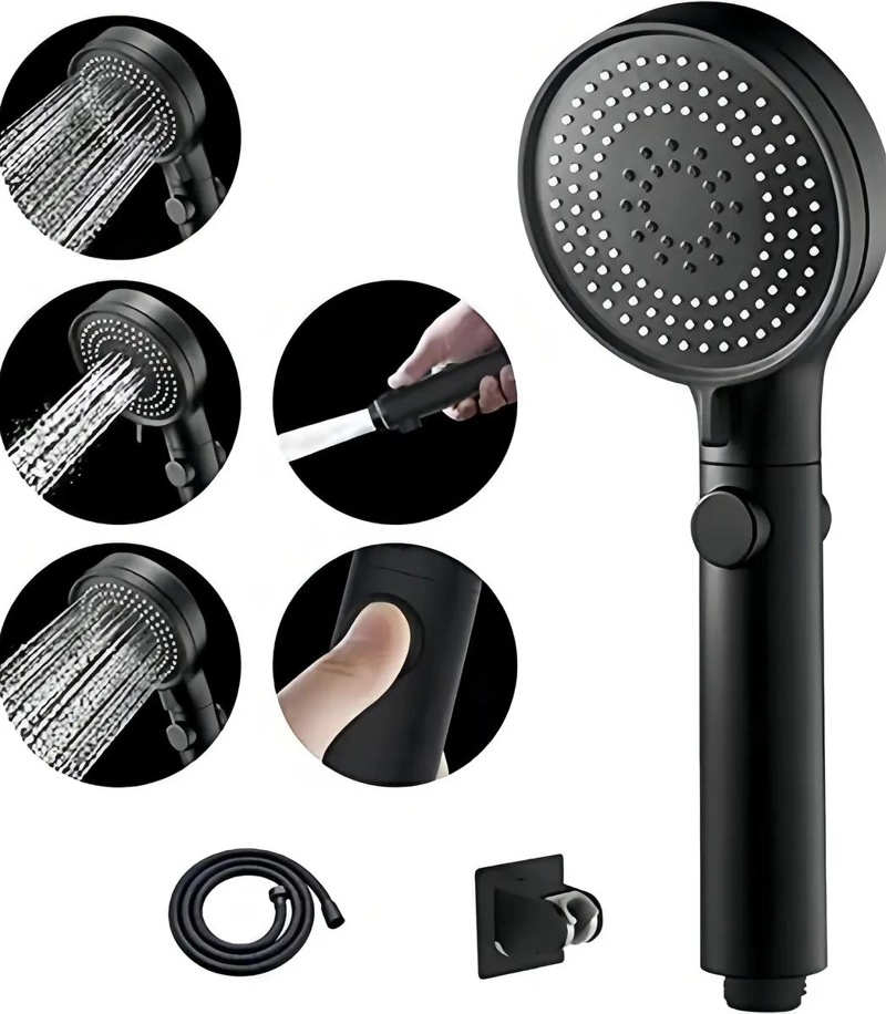 KIT DE MANGUERA PARA DUCHA CON SOPORTE Y TELE FONO NEGRO - 4