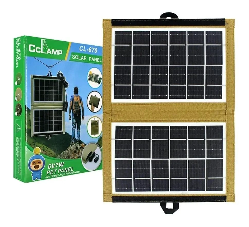 PANEL SOLAR PORTATIL 7W CON PUERTO USB - 1