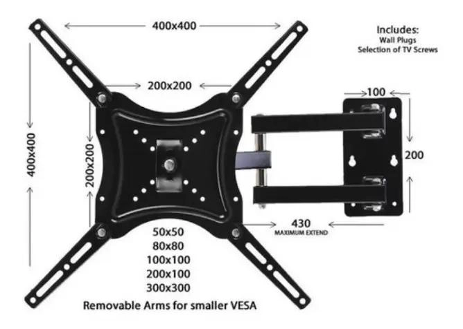 SOPORTE DE PARED PARA TV 14 A 50 PULGADAS CAPACIDAD 50 KG - 4