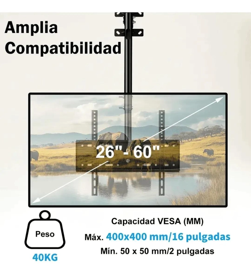 SOPORTE DE TECHO FIJO PARA TV DE 26 A 60 PULGADAS - 2