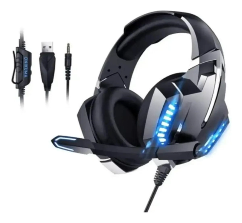 AUDIFONO GAMER K18 NEGRO Y AZUL CON MICROFONO - 2