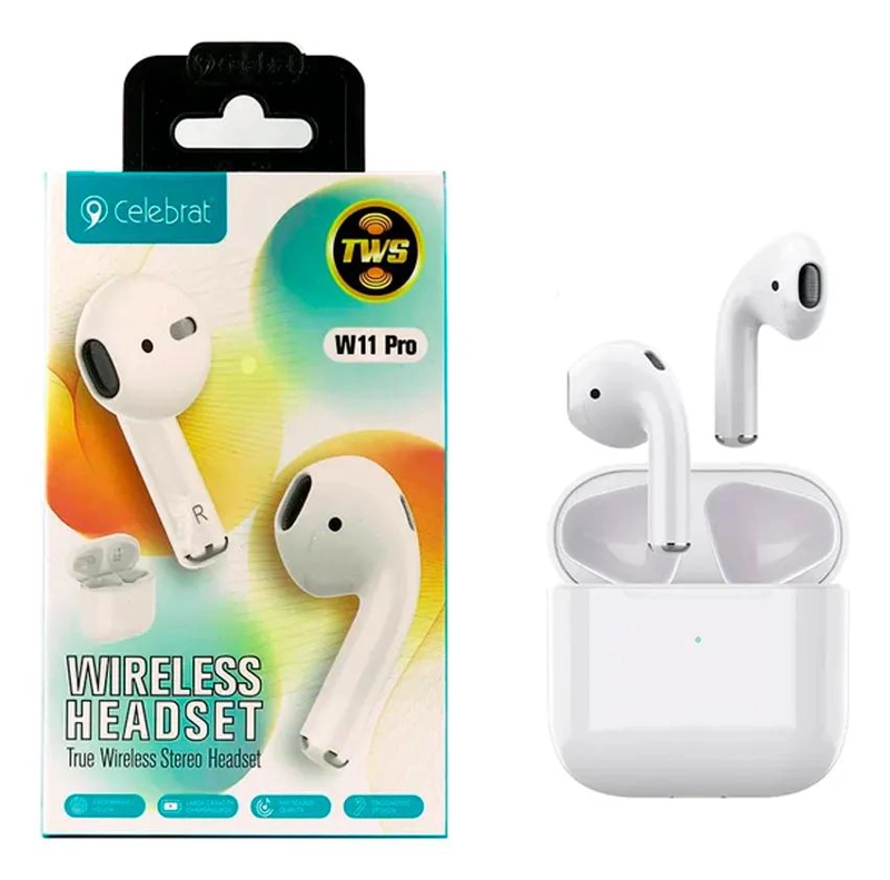 AUDIFONOS BLUETOOTH TWS W11 PRO BLANCO - 1
