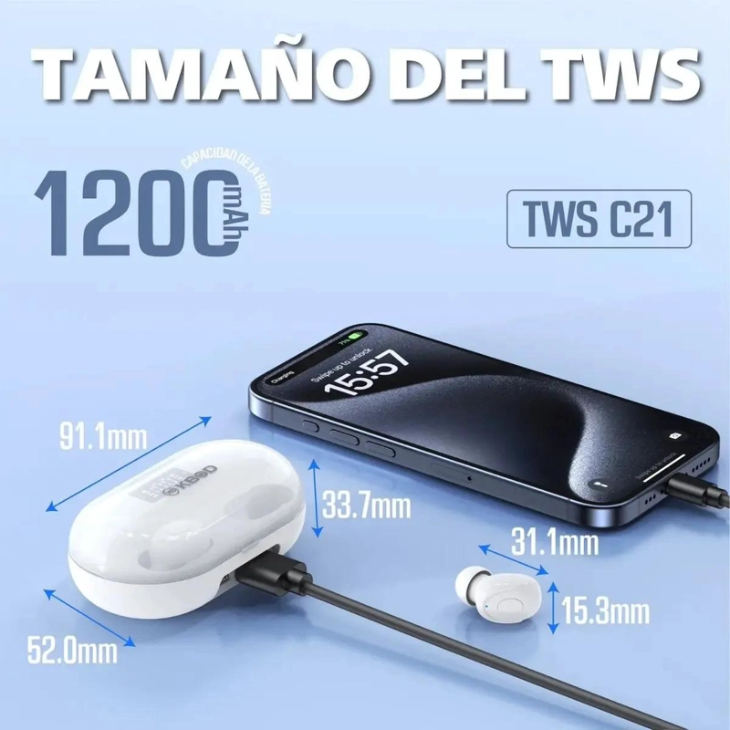 AUDIFONOS INALAMBRICOS BLUETOOTH 5.3 DUAL KBOD C21 - 5