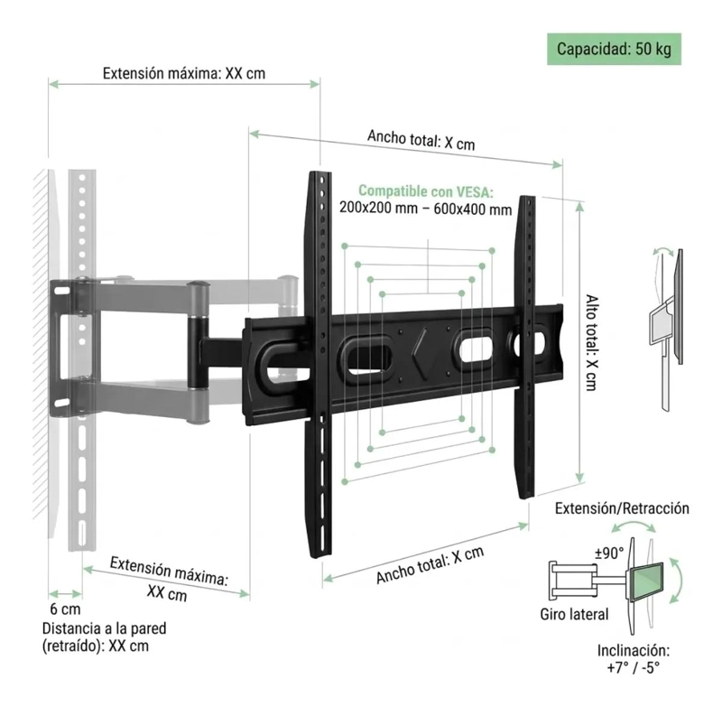 SOPORTE BRAZO ARTICULADO PARA TV 40 A 80 PULGADAS - 4