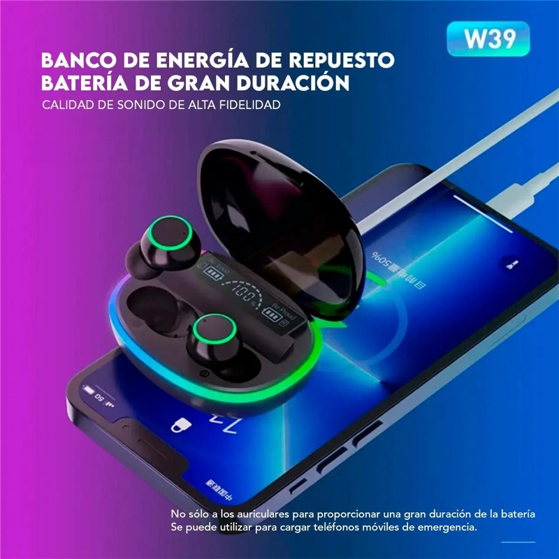 AUDIFONOS INALAMBRICOS TWS CON LUCES RGB Y BLUETOOTH 5.3 - 2