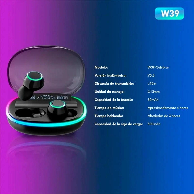 AUDIFONOS INALAMBRICOS TWS CON LUCES RGB Y BLUETOOTH 5.3 - 3