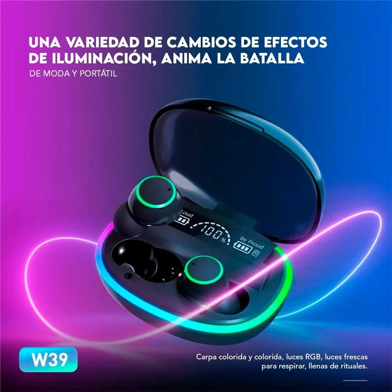 AUDIFONOS INALAMBRICOS TWS CON LUCES RGB Y BLUETOOTH 5.3 - 4