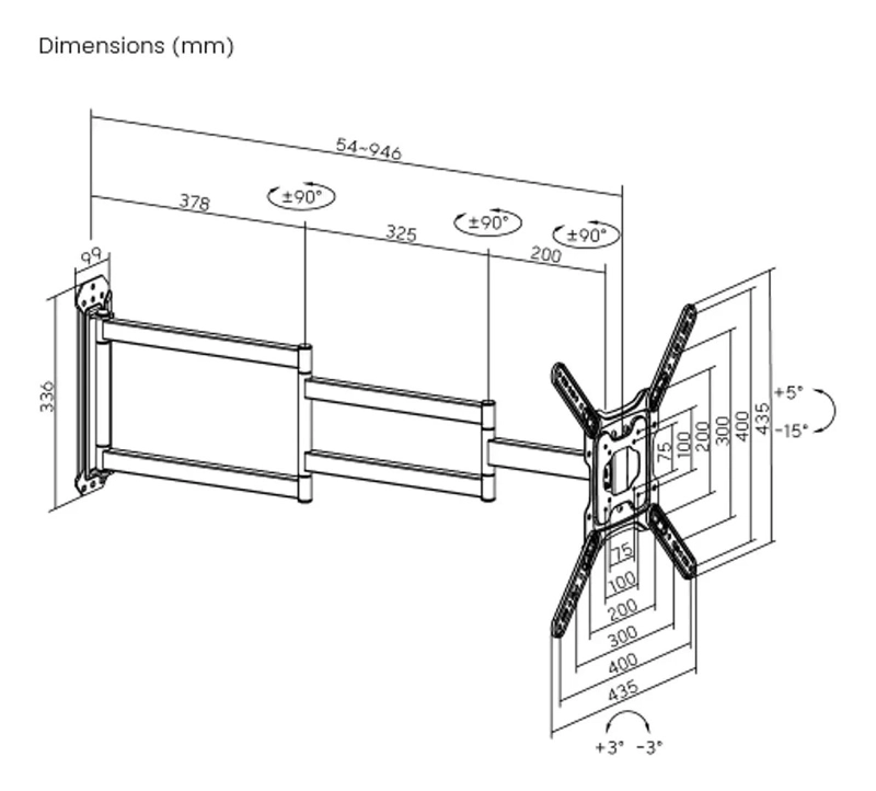 SOPORTE PARA TV DE 23 A 40 PULGADAS CON BRAZO DE 65 CM - 2