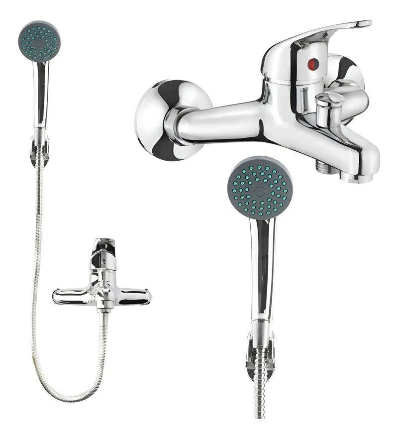LLAVE MONOMANDO CROMADA PARA TINA Y DUCHA CON MANGUERA - 1