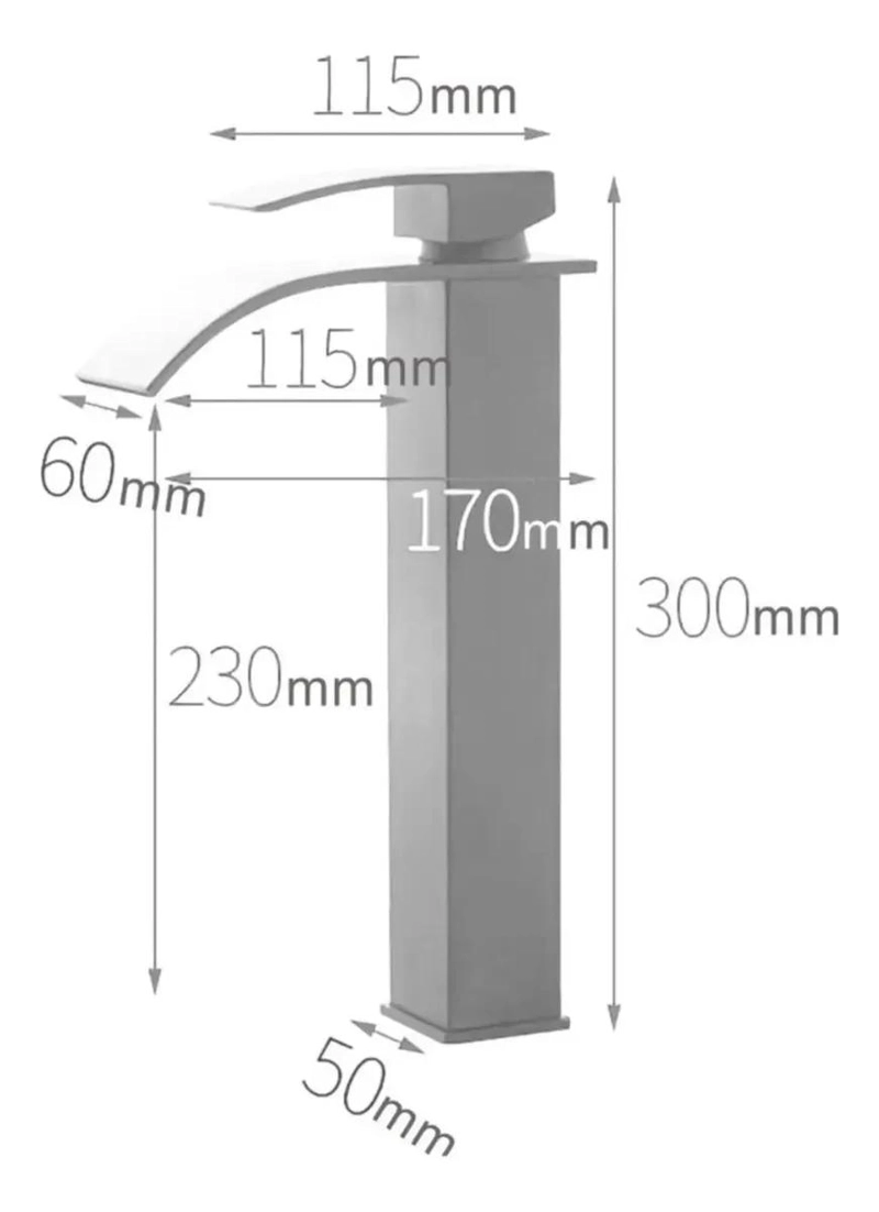 LLAVE MONOMANDO PARA LAVAMANOS CON DISEÑO CASCADA Y CURVA - 2